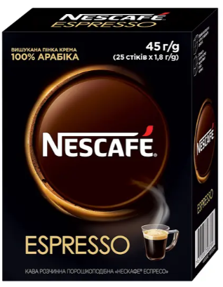 Кава розчинна Nescafe Еспресо порошкоподібна стік 1.8 г x 25 шт